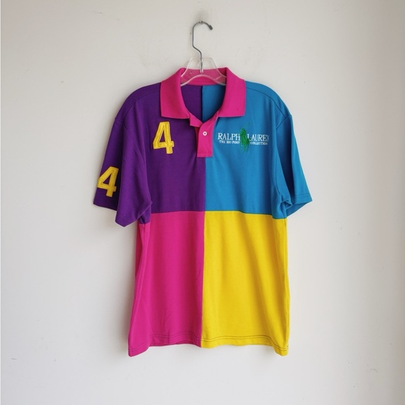 RALPH LAUREN FRAGRANCE Bright Multicolor Polo Shirt M/L - Picture 1 of 5